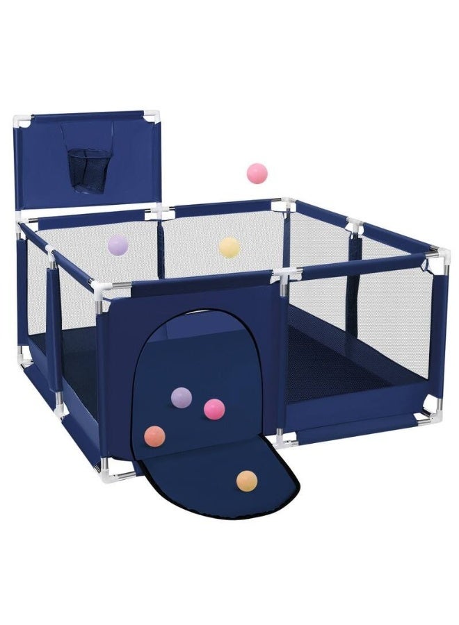 حظيرة لعب أطفال قابلة للطي محمولة مع طوق كرة سلة و30 كرة - سياج أمان داخلي وخارجي، مركز أنشطة مع سجادة لعب للأطفال الصغار - Image 1